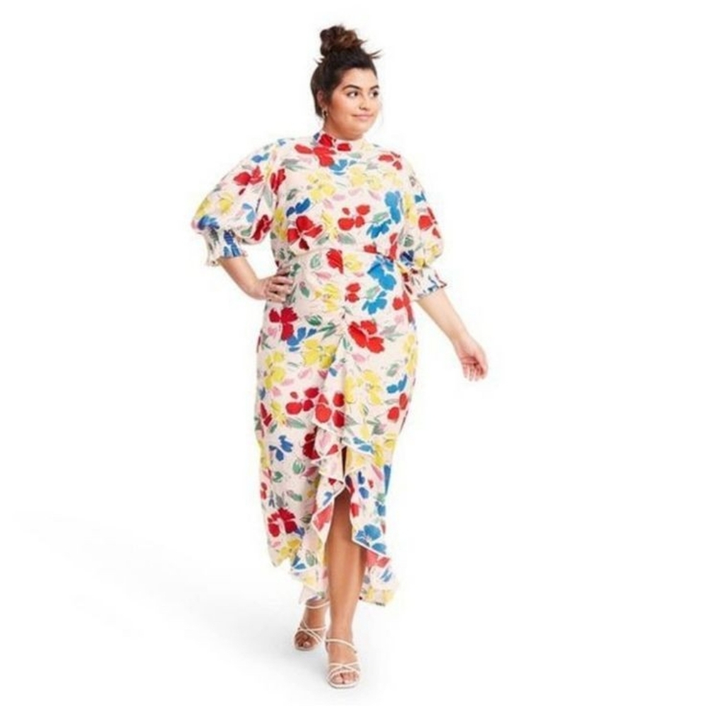 Rixo floral ruffled dress